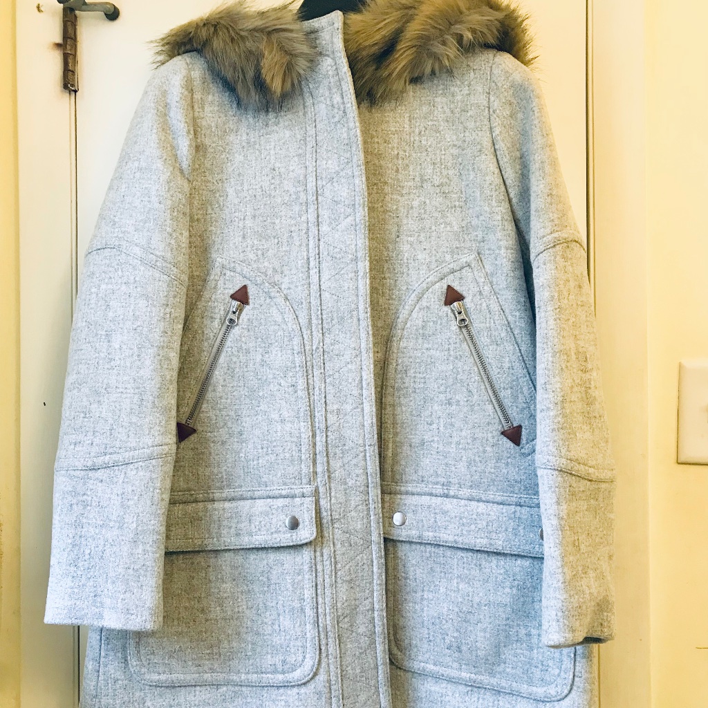 Nwt J. Crew Chateau Parka In Italian Stadium-Cloth Wool Coat Heather Dust Size 0